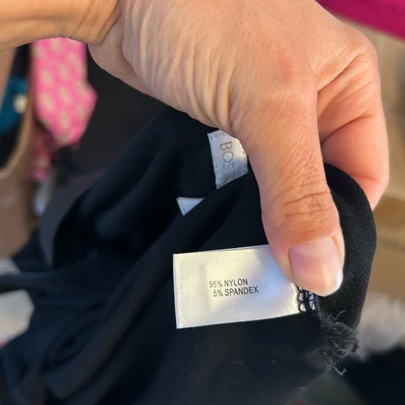 Boston Proper Black 3/4 Sleeve Faux Leather Trim Tunic Top - Picture 4 of 8